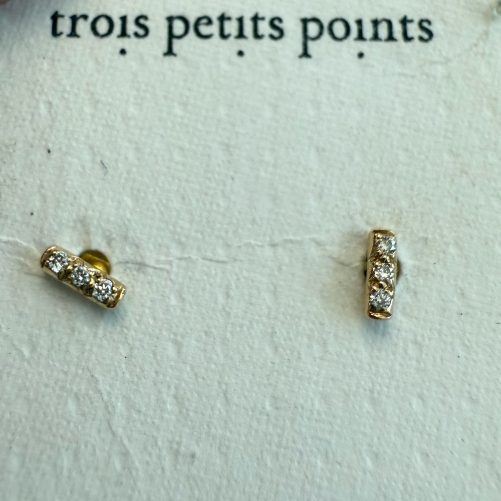 Gold Minimalist Stud Earrings with Three Dots